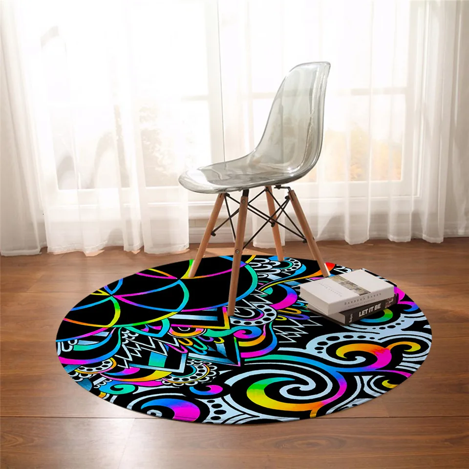 

Trippy Alien by Brizbazaar Floor Mat Watercolor Non-slip Round Carpet The Third Eye Bedroom Area Rugs Mandala Saucerman tapetes
