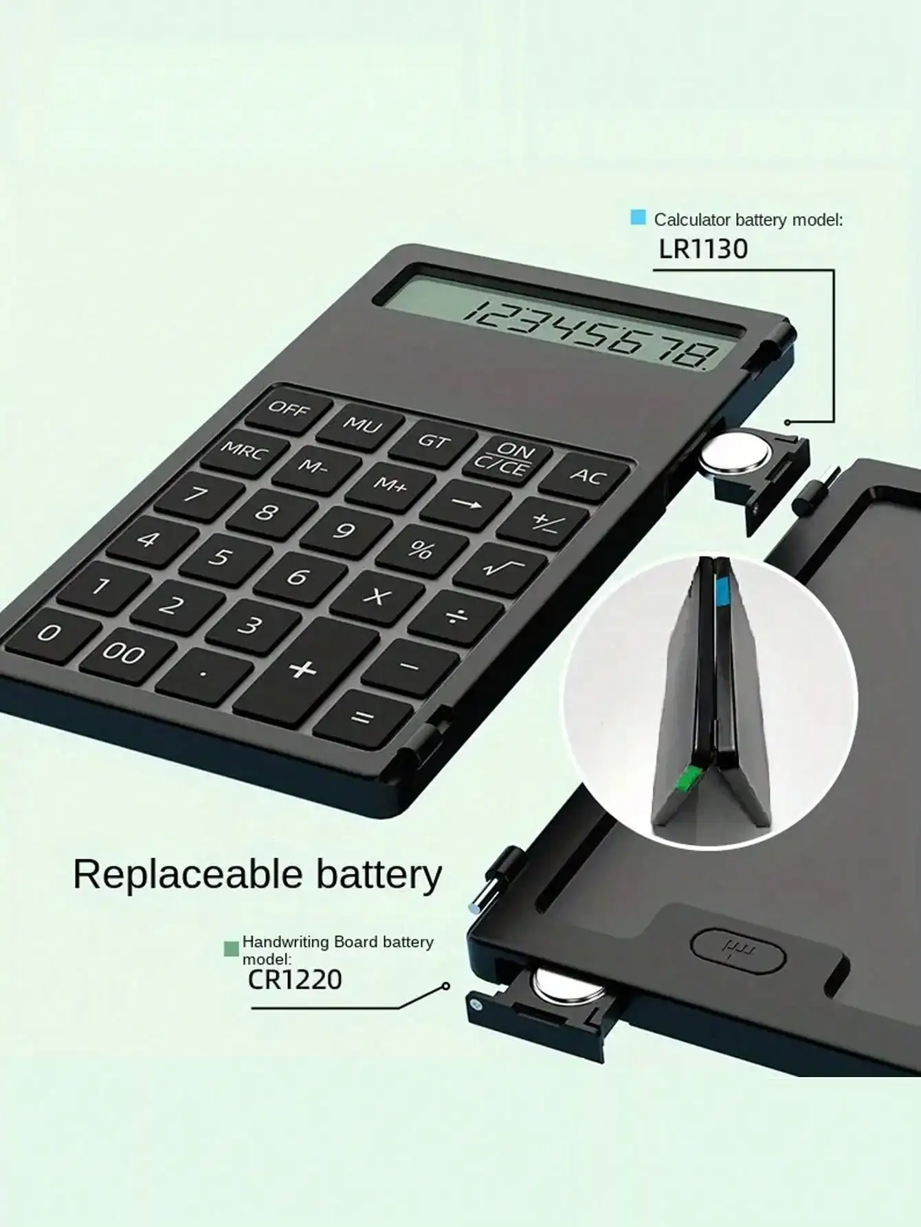 쓰기 가능한 보드가 있는 기본 계산기, 2-in-1 LCD 계산기, 메모장, 12자리 디스플레이 데스크탑 계산기