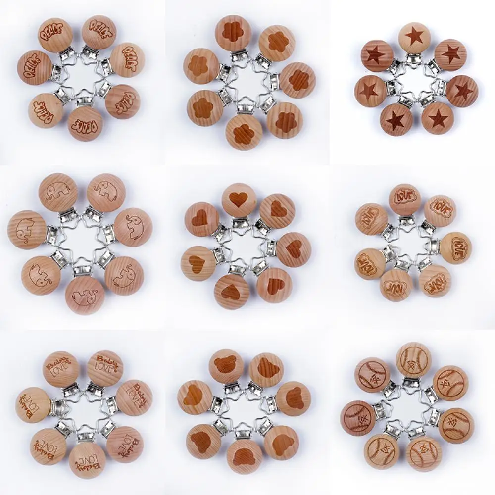 

10Pcs/Lot Wooden Pacifier Clip Beech Wood Clips Chewable Teething for DIY Dummy Clip Chain Baby Teether Nursing Accessories