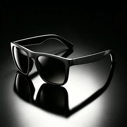 Unisex Retro Vintage Square Polarized Sunglasses with Matte Frame & UV400 Protection (C1 Black)