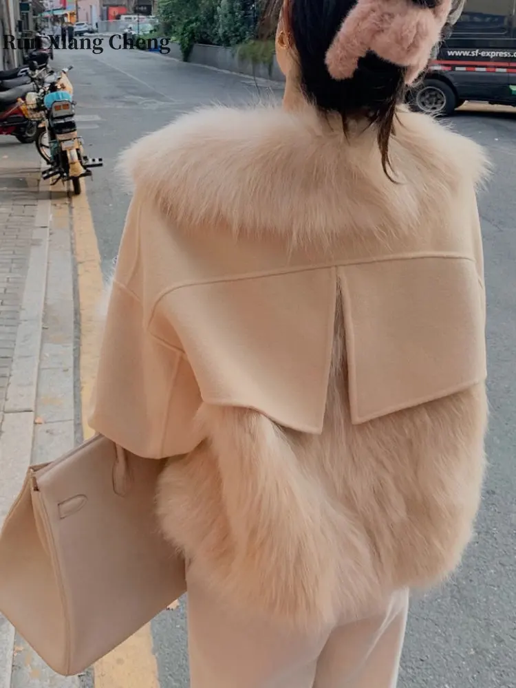Women Winter Luxury Fur Coat 2023 Korean Fashion Leather Stitching Spliced To Imitate Fox Hair and Thickened Fluffy Fur Overcoat