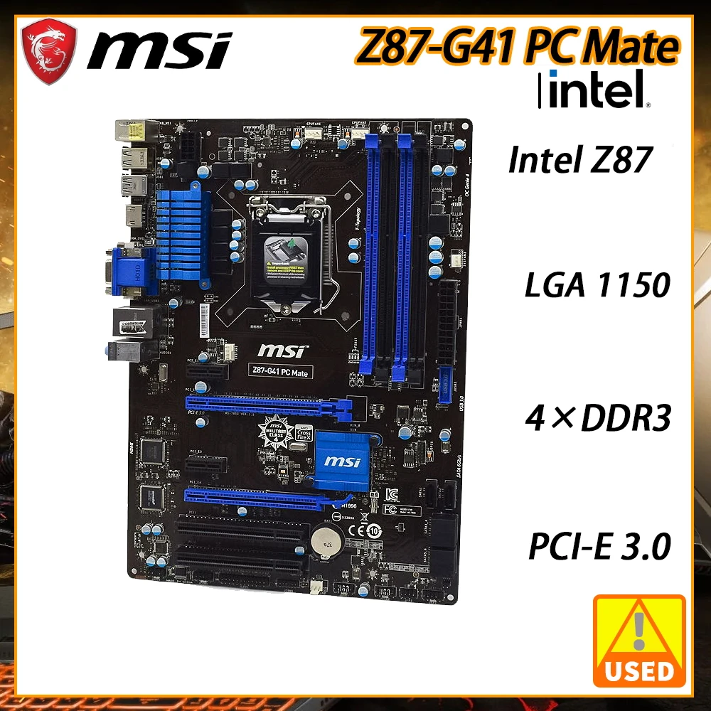 Lga 1150 Motherboard Msi Z87g41 Pc Mate With Intel Z87 Chipset 4×ddr3