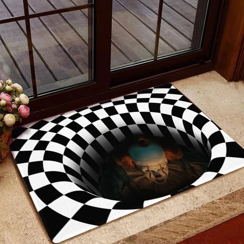 Halloween 3D Illusion Clown Trap Horror Bathroom Mat Entrance Doormat Carpets Room Mats Design Carpet Prayer Rug Bath Foot