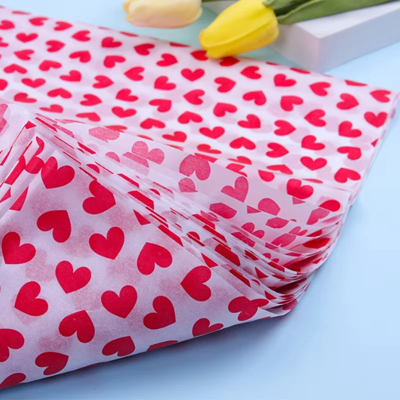 Flower Wrapping Paper Love Heart Tissue Paper DIY Handmade 10Pc 50x66cm for Wedding Party Valentine's Day Gift