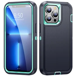 Three - Layer Shockproof Protective Bumper Case with Solid Color Design - iPhone 14 (A01)