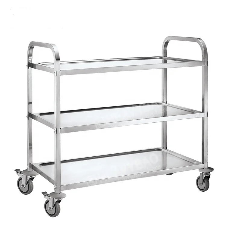 

Custom Size 3-Tier Stainless Steel Cleaning /Collecting Trolley Serving Trolley For Hotel Or Restaurant
