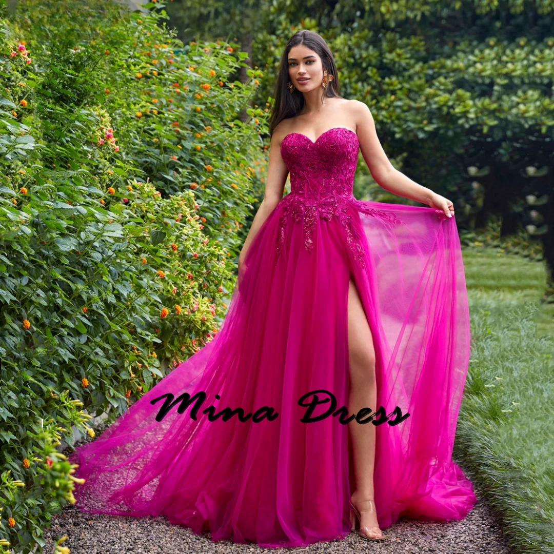 

Mina-2024-Red Lace Embroidered Ball Dress 2024 Tulle Sticker Ball Dress A-line Party Dress Vestidos De Festa