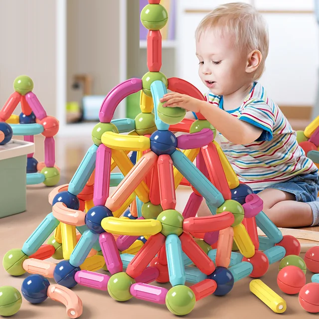 20-132PCS Magnetic Stick Construction Set Designer Building Blocks Magnets Balls Rod Constructor Bricks Toys For Children Gifts 1