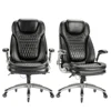 Ergonomic High Back Leather Office Chair with Upgraded Casters-Black Swivel Desk Chair Home Study Meeting Room-Adjustable Height 1