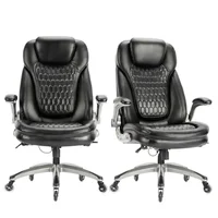 Ergonomic High Back Leather Office Chair with Upgraded Casters-Black Swivel Desk Chair Home Study Meeting Room-Adjustable Height 1