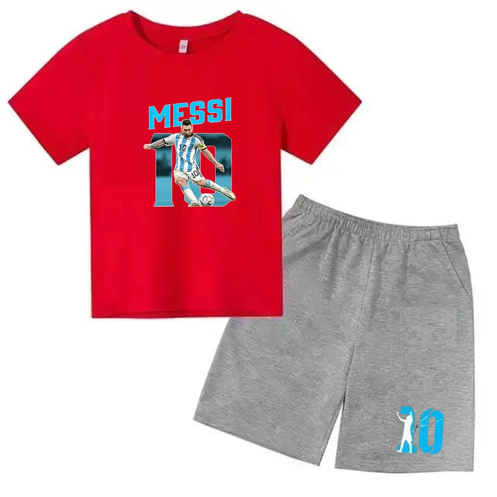thumbnail image 1 of Conjuntos de 2 camisetas y pantalones con estampado de Super Soccer Star No. 10 para niños de 3 a 14 años, ropa de calle para niños y niñas, 1 of 5