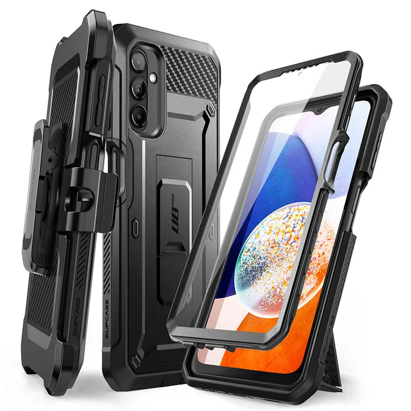  Funda para Samsung Galaxy A14 5G con protector de pantalla  [caída de grado militar] Funda protectora resistente de silicona resistente  a prueba de golpes para Samsung Galaxy A14 5G con soporte