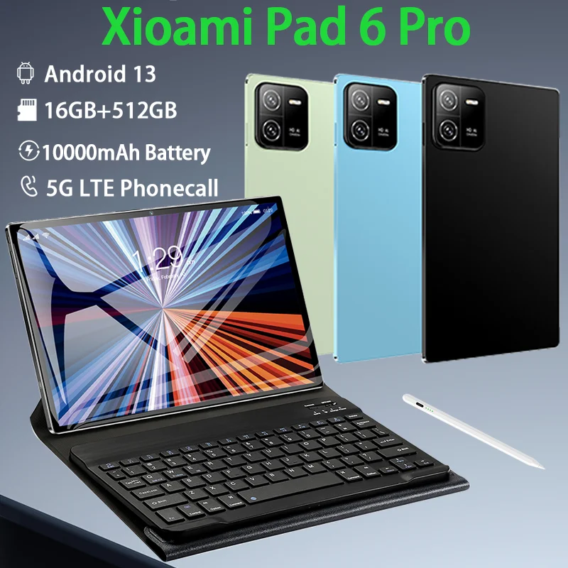 

2024 Original Pad 6 PRO Tablet Android 13 16GB+1T 4K 10.1 Inch 5G Dual SIM Phone Call 10000mAh GPS Bluetooth WiFi WPS Tablet