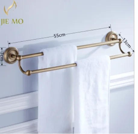 Antique brass towel holder towel bar rack shelf brass material 2 rod hanger bathroom hardwares