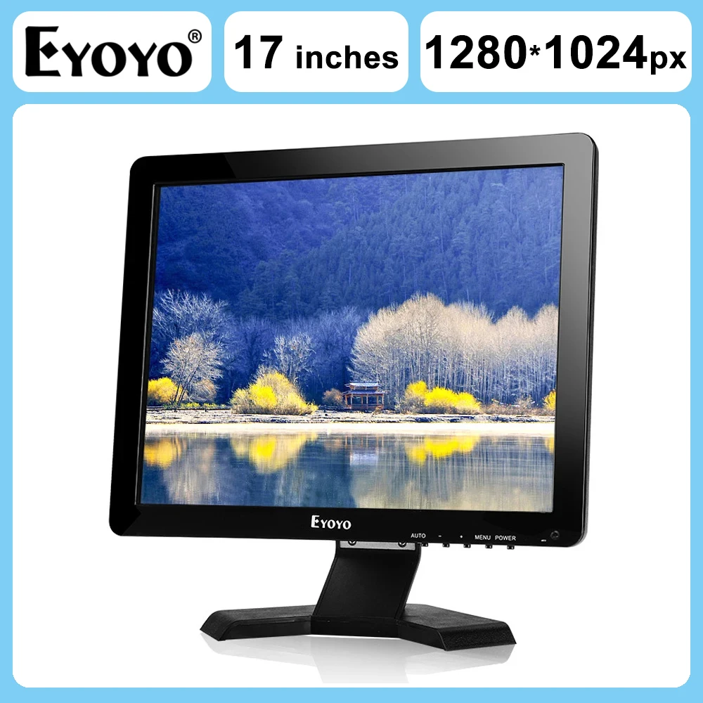EYOYO 17인치 TFT 컬러 스크린 4:3 LCD 모니터 1280x1024 CCTV 모니터 HDMI BNC VGA AV 입력 USB 헤드폰 출력 내장 스피커