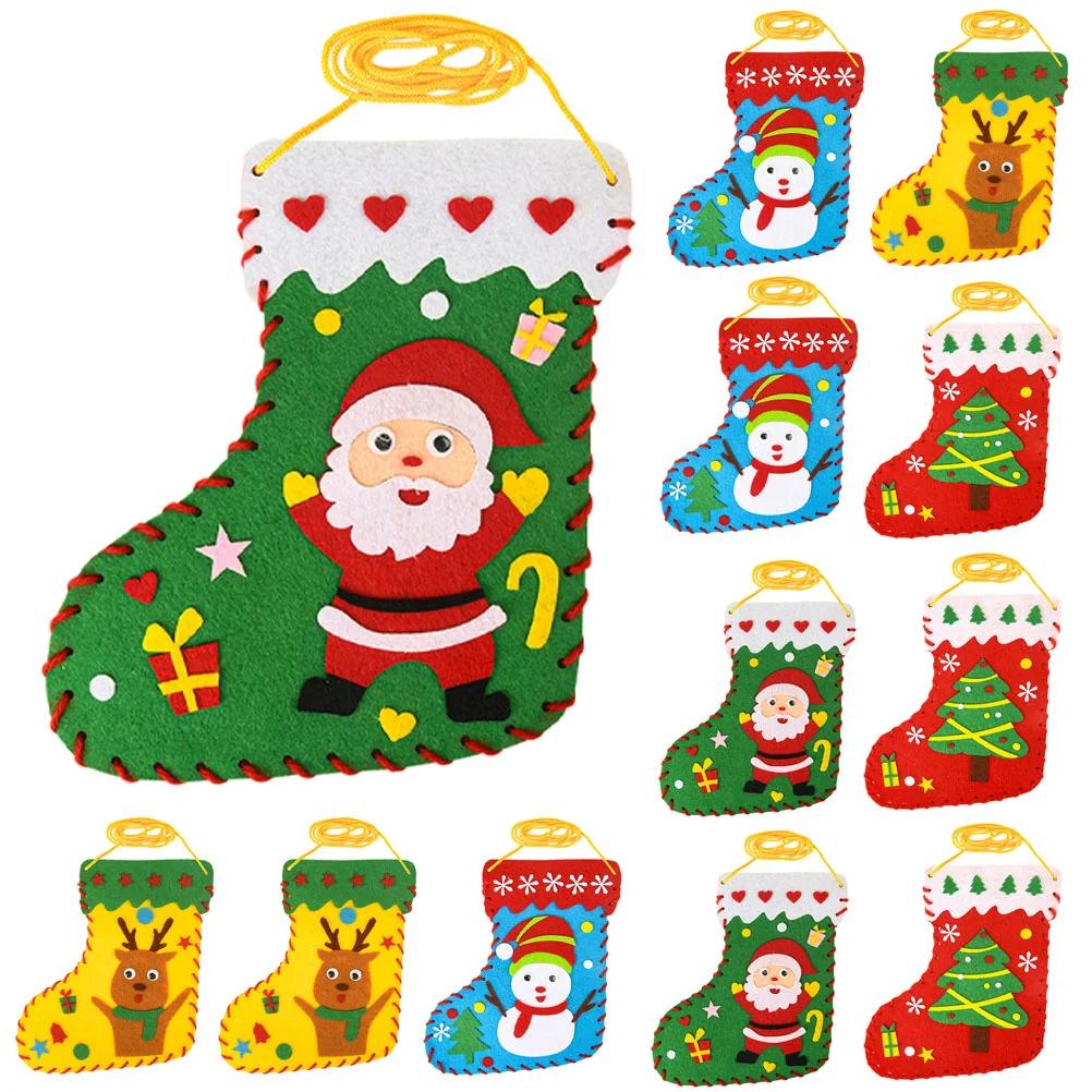 

Christmas Craft Diy Felt Stockings Ornaments Handmade Xmas Felt Stocking Sewing Kit Kids Santa Snowman Reindeer Tree Wall Door