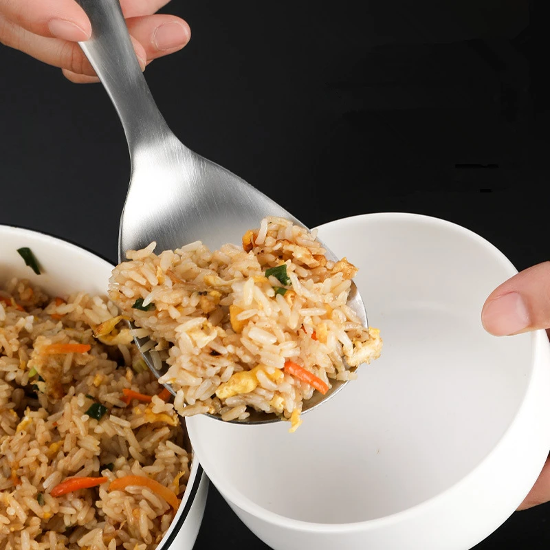 Thicken Stainless Steel Rice Spoon Japanese Style Long Handle Rice Cooker Spatula Serving Scoop Kitchen Utensils for Home