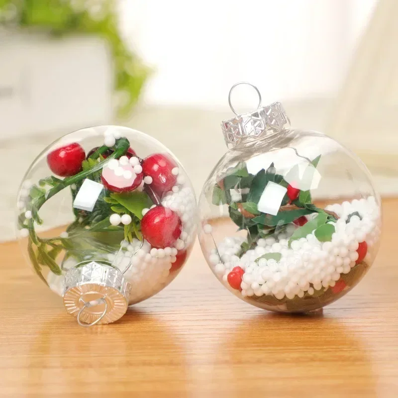 1pc Clear Plastic Christmas Ball Fillable Ornament Xmas Tree Hanging Bauble Pendant 2025 Christmas Home Decoration Navidad Gift