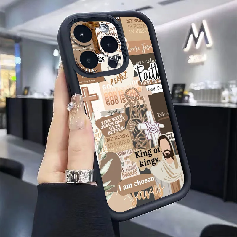 Elegant Jesus Cross Embroidery Pattern Phone Case