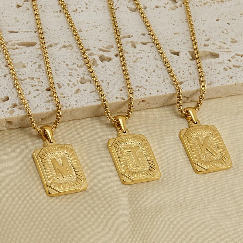 18k Gold Initial Necklace Wholesale Stainless Steel Initial Card
