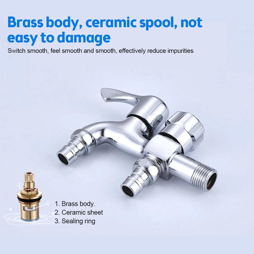 Washing Machine Faucet Double Water Outlet Brass Tap Outdoor Garden Faucet Mop Pool Double Head Bidet Faucets Bathroom