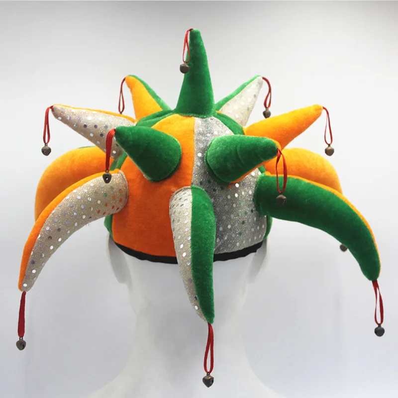 Clown Hat Bell Hat Cosplay Headgear Halloween Costumes For Man Adults Carnival Party Role Play Party