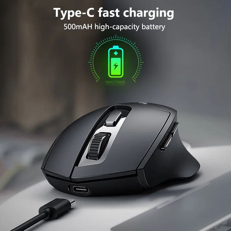 Inphic DR01 Bluetooth Wireless Ergonomic Silent Rechargeable Mouse For Home Office Laptop Desktop Tablet