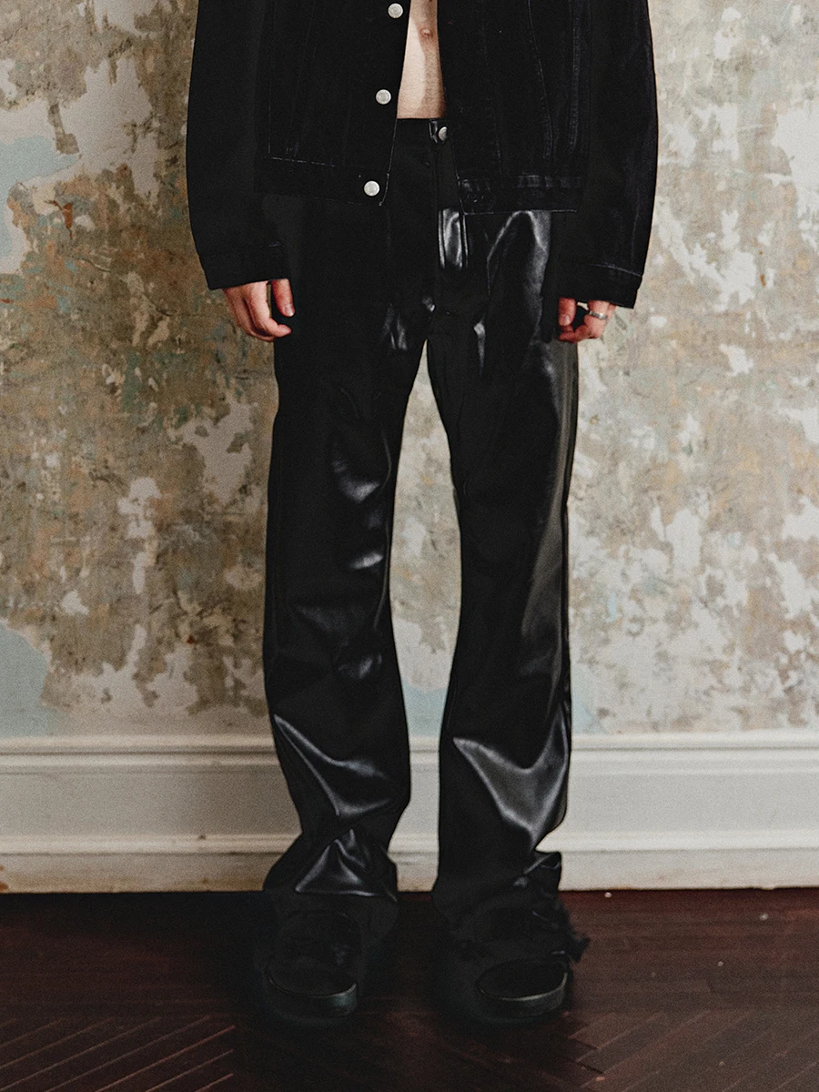 27-46 Nuovo 2024 Uomo Donna Abbigliamento Stile Yamamoto Micro Tromba Pantaloni In Pelle Pantaloni Tuta Amanti Costumi Taglie Forti