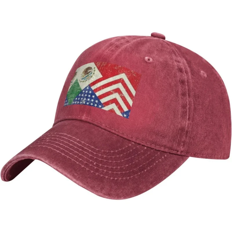 

Mexican American Flag Print Outdoor Baseball Cap Unisex Fashion Dad Hat, for Father's Day,Easter