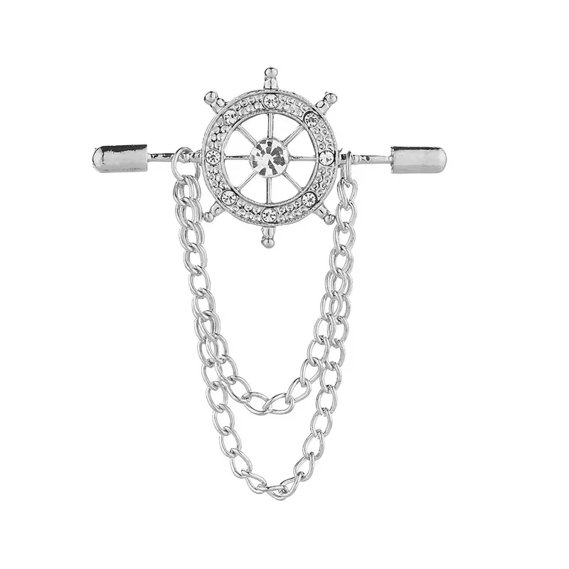 Spilla a forma di corona in oro nero con stella e nappa da appendere, spilla per colletto, perno per abiti, borchie per camicia, accessori per uomini e donne, Ottone Zinco, Nessuna pietra