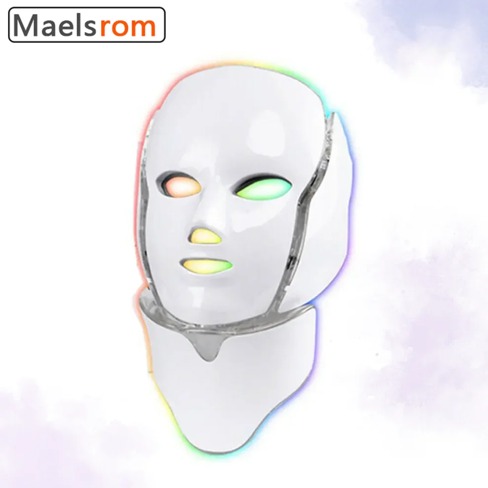 LED Facial Mask 7 Colors Light Therapy Skin Rejuvenation Acne Treatment Beauty Face Mask Machine Anti-Aging Wrinkle Reduction