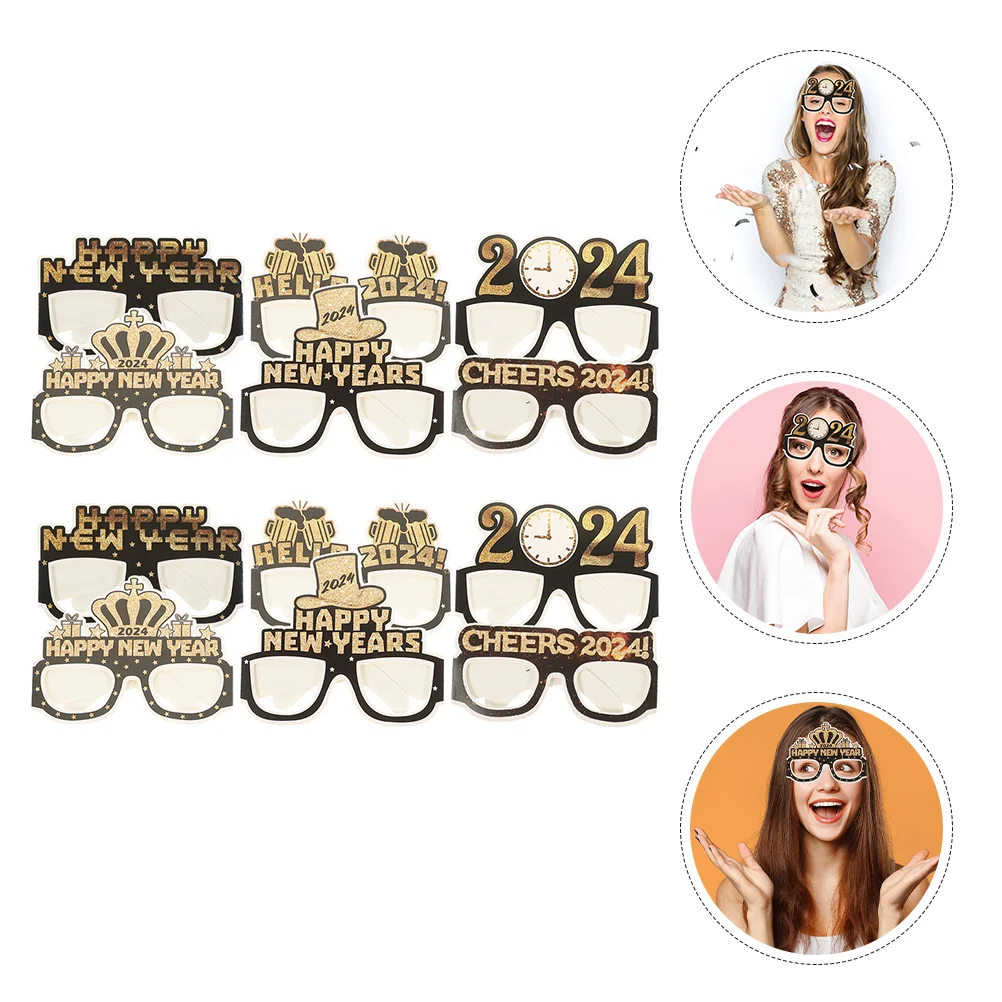 

12 Pcs Eyeglasses Cosplay Paper Party Supplies New Year Decorative Interesting Frames For 2024 Decors Child