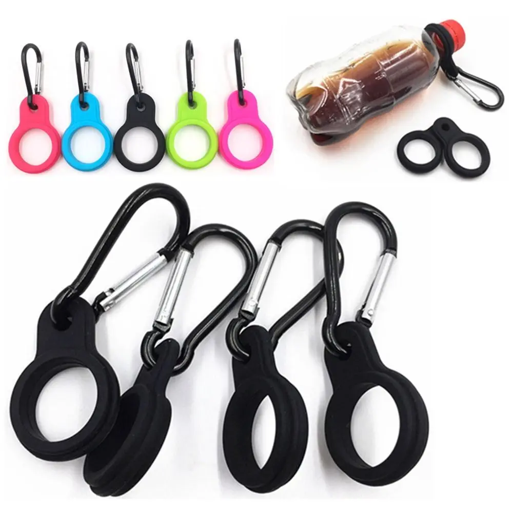 

4pcs Hot New Arrival Accessories Aluminum Water Bottle Holder Outdoor Carabiner Sports Kettle Buckle Rubber Buckles Hook