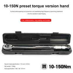 1/2 Square Drive Torque Wrench 10-150N.m Two-way Ratchet Key Accuracy 4% Precise Ratchet Wrench Car Bike Repair Hand Tools