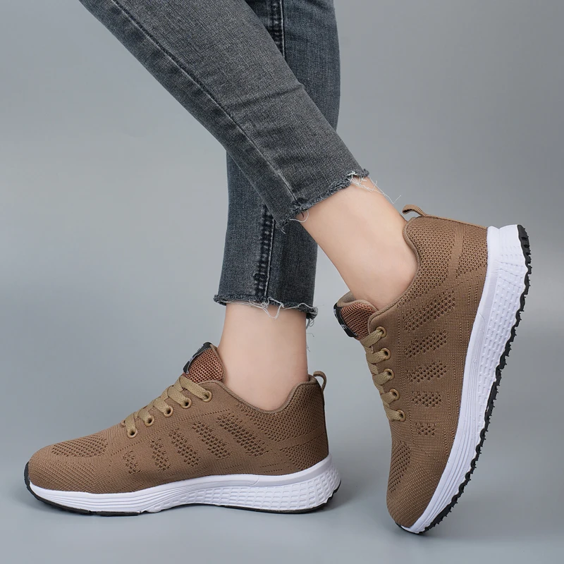 New Women's Sneaker Summer Breathable Platform Fashion Sneakers Comfortable Lace Up Summer Mesh Walking Casual Running Shoes