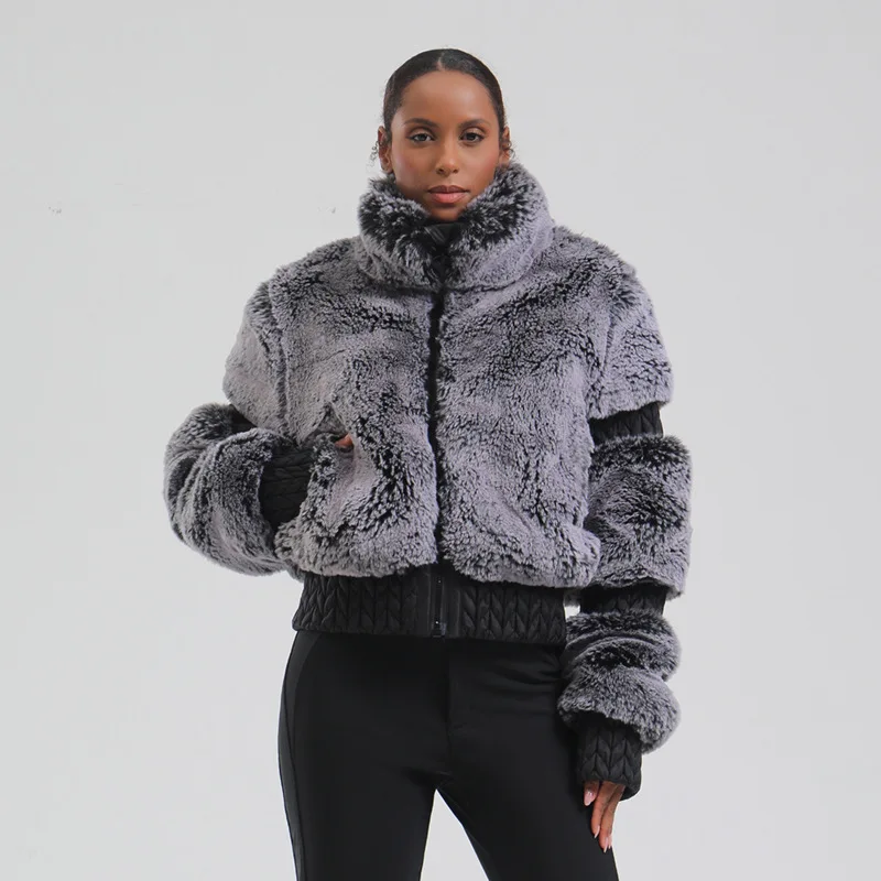 GSOU SNOW Women Ski Jacket Snowboard Faux Fur Slim ski coat Insulated Windproof Outdoor Winter Thick and warm Keep warm-30 winter jacket ski jacket