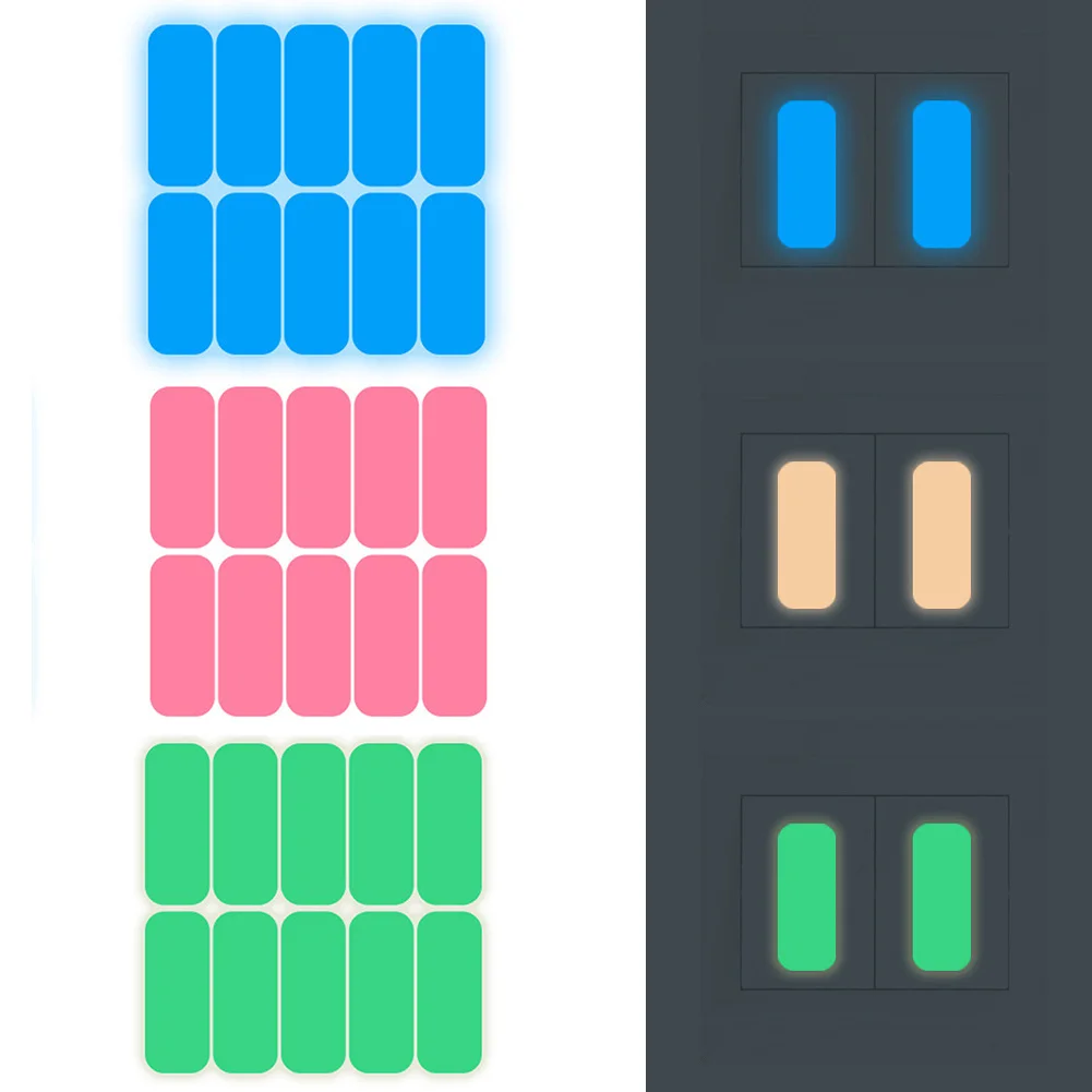 

Glow in the Dark Switch Button Label Sticker DIY Luminous Indicating Strip Night Light Wall Decorative Glowing Rectangle Sticker