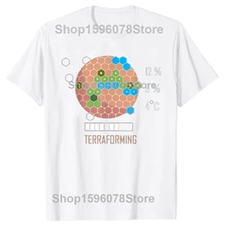 Retro Mars Terraforming Graphic Tee - Men's Streetwear Cotton Top - XS (WHITE)