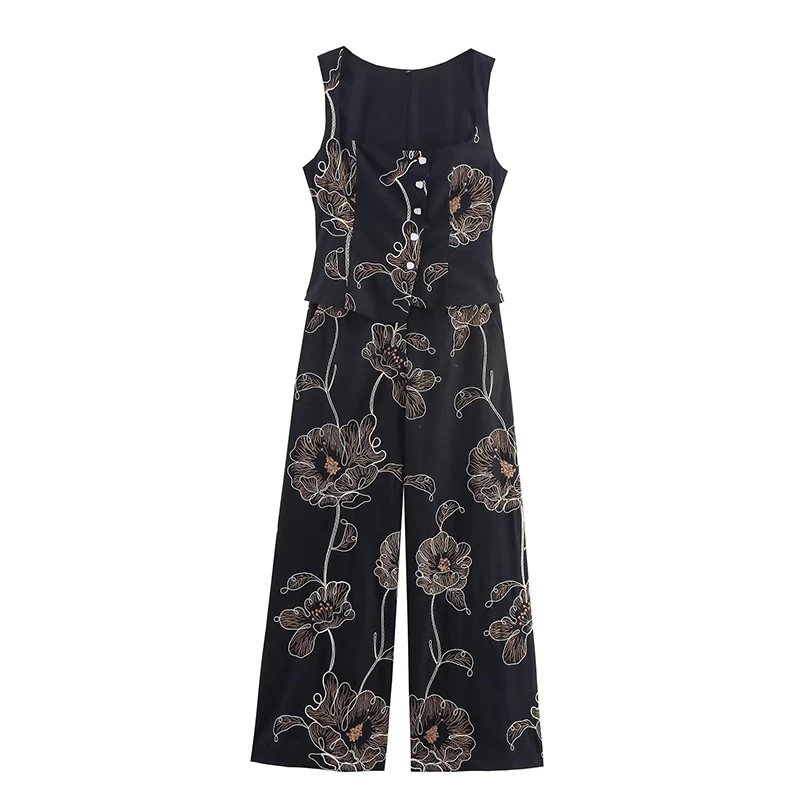 2025 New Fashion Off Shoulder Jumpsuit For Women Sleeveless Slim Fit Romper Flower Embroidery Chic Elegant Long Bodysuits