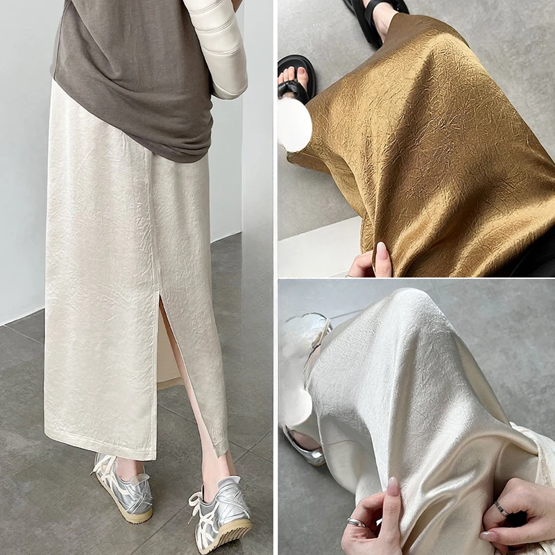 Spring Autumn Maternity Dobby Belly Skirts Back Split High Waist Pregnant Woman Belly Skirts Elegant Pregnancy Party Skirt 88cm