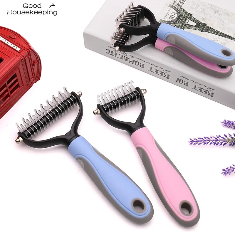 Zwierzęta futro Knot Cutter Dog Grooming rzucanie narzędzia kot domowy grzebień do usuwania włosów szczotka dwustronne produkty dla zwierzaka domowego dostawcy 6 Zwierzęta futro Knot Cutter Dog Grooming rzucanie narzędzia kot domowy grzebień do usuwania włosów szczotka dwustronne produkty dla zwierzaka domowego dostawcy 6