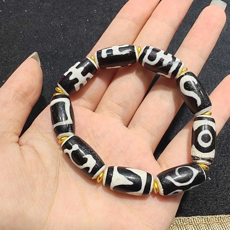

Xizang Totem Agate Dzi Этническая нить Тайваньская инфильтрация крафт Тигр зубы небо жемчуг diy мужские и женские браслеты