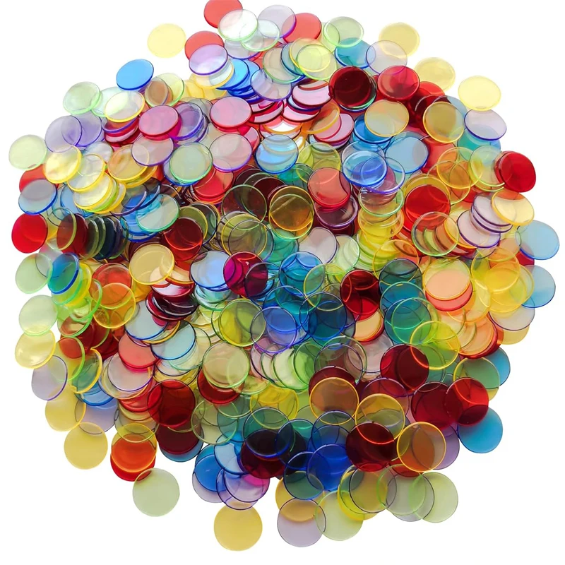600/300PCS 19MM Transparent Color Bingo Counting Chips For Kids Math Educational Games Teaching Supplies For The Classroom
