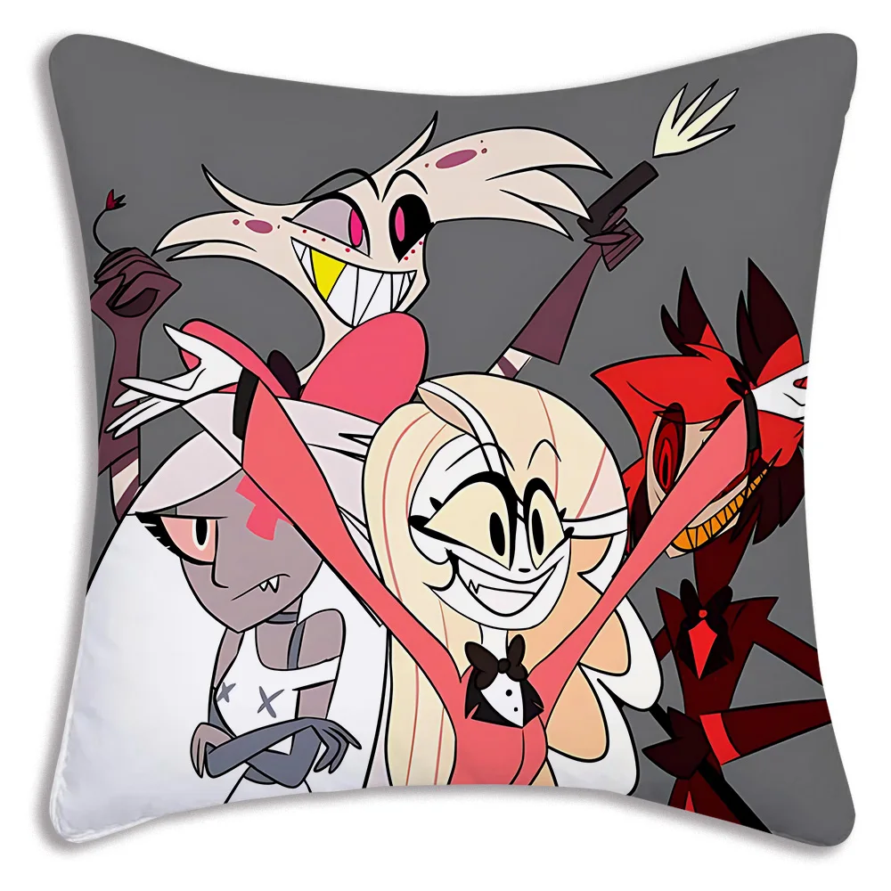 H-Hazbin HotelS Pillow Covers Cartoon Sofa Decorative Home Double-sided Printing Short Plush Cute Cushion Cover 5