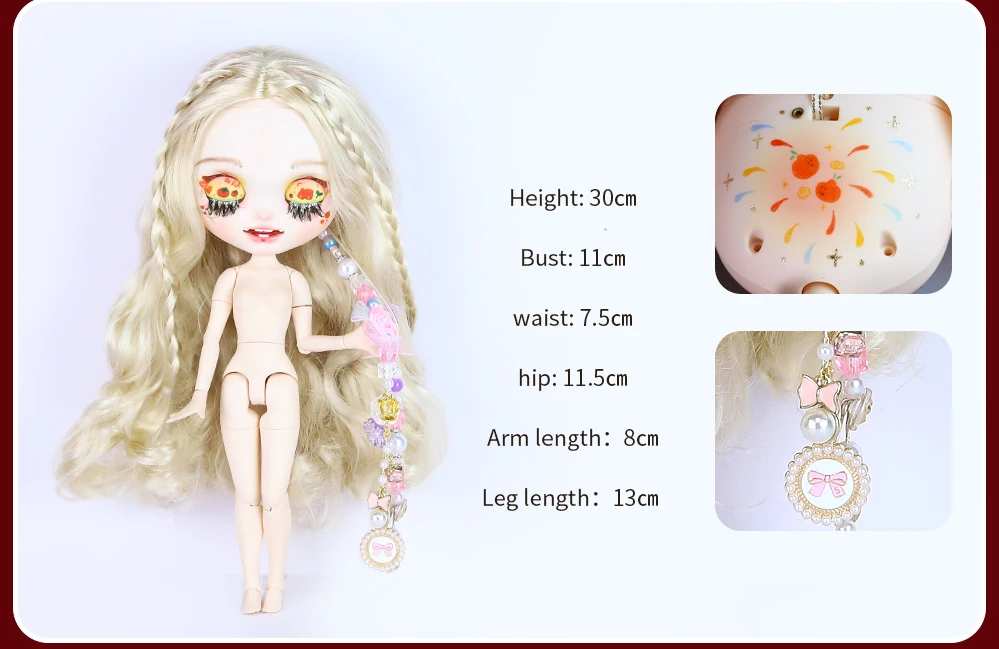 Hannah - Premium Custom Neo Blythe Dukke med blond hår, hvid hud og mat smilende ansigt 4