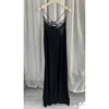 Zadig Solid Black Dress Women Casual Long Halter Dresses Ladies Elegant Slip Backless Robes Chic Lace Diamonds Jupes Female 4