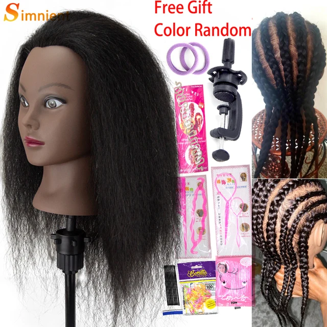 Têtes de Mannequin Afro pour tressage, poupées de cheveux, formation humaine réelle, modèle de coiffeur, Kit de coiffure naturel pour femmes, perruques 1