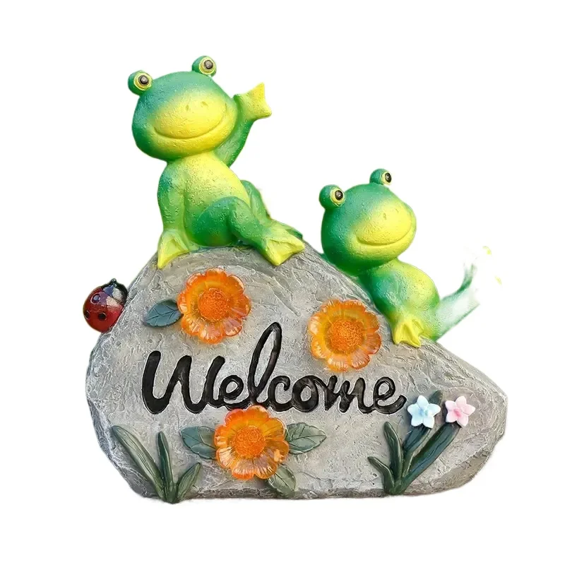 Welcome Frog Resin Statue Light 4