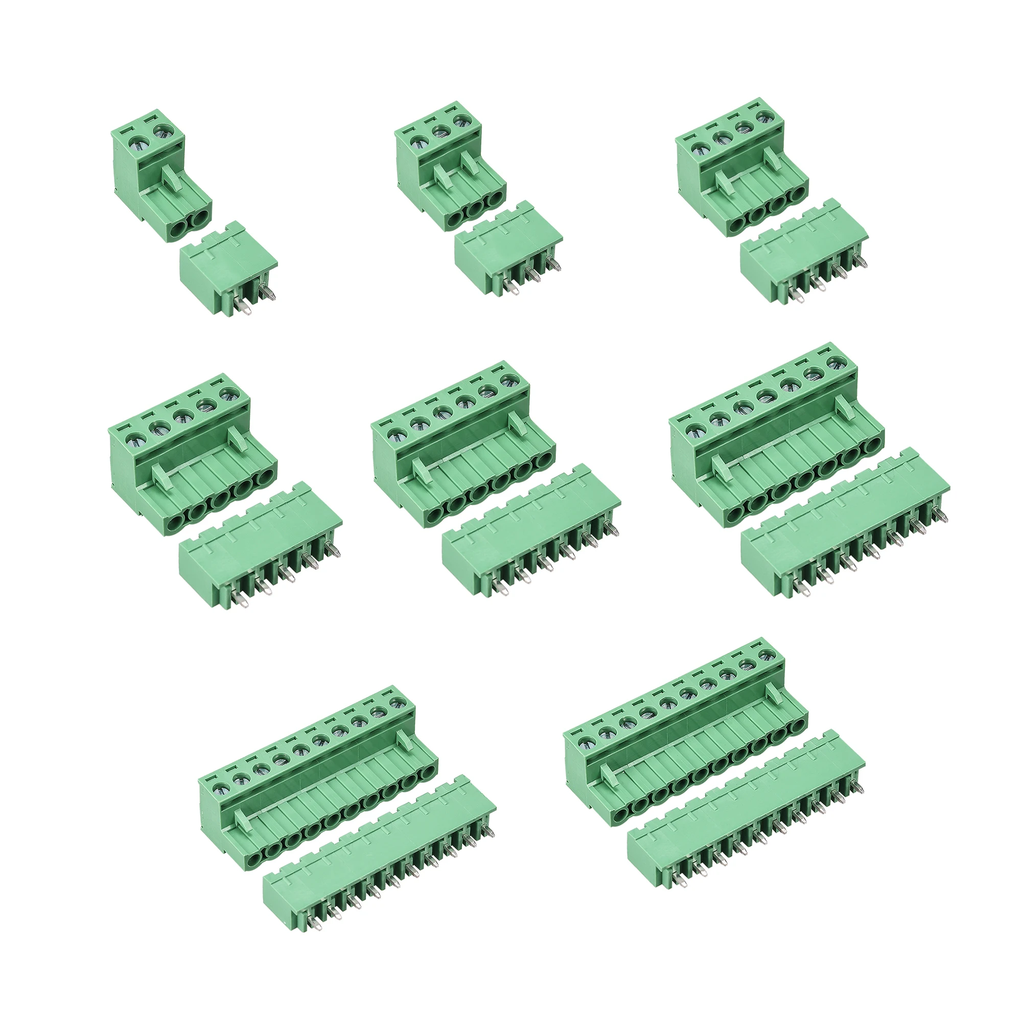 

UXCELL 10Sets 2/3/4/5/6/7/8/10 Pin 5.08mm Pitch Male Female PCB Screw Terminal Block Connector AC 300V 15A PCB Wiring Terminal