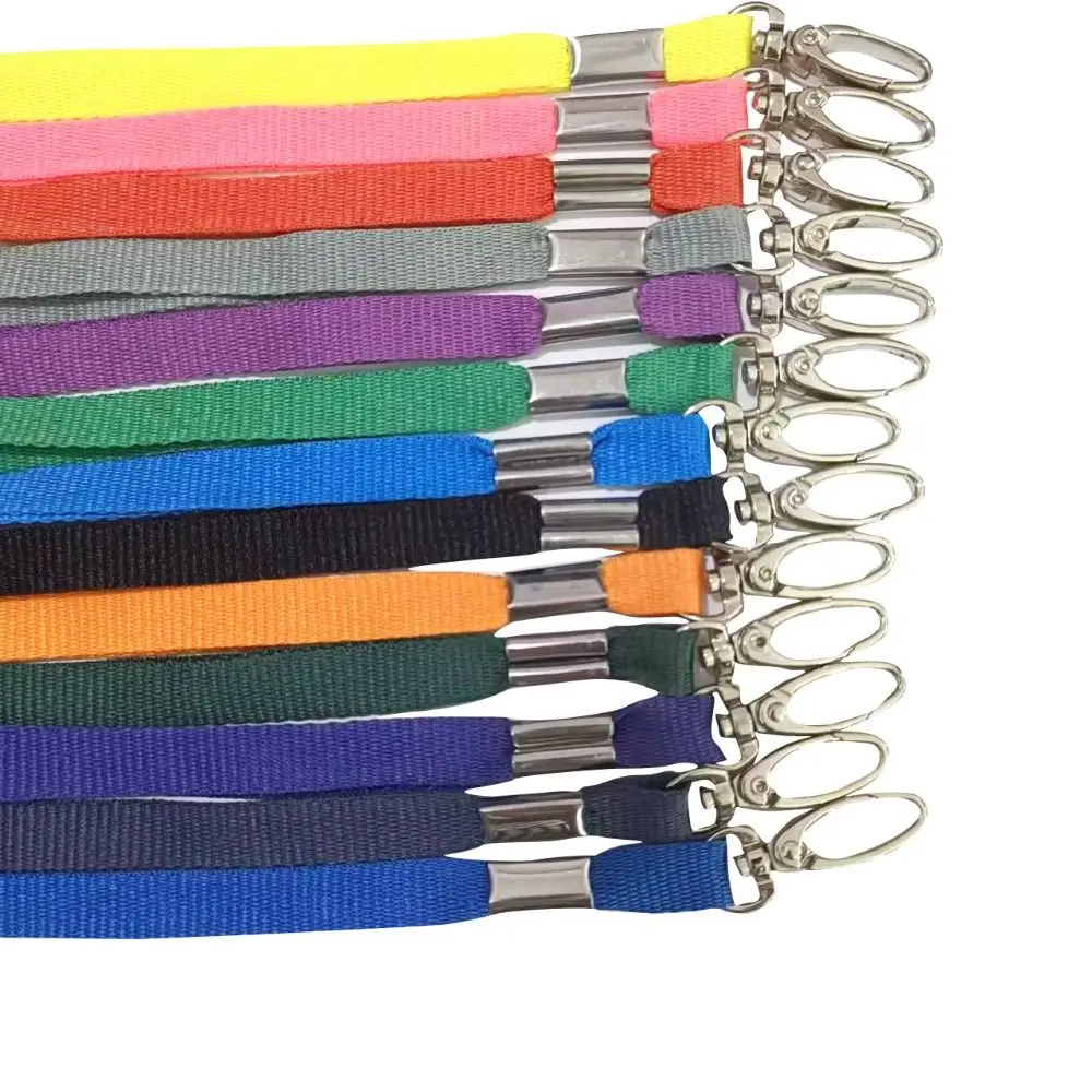Solid Color Safety Break Metal Clip Lanyard with Lobster Clasp for ID Card Holder (90 cm Length)